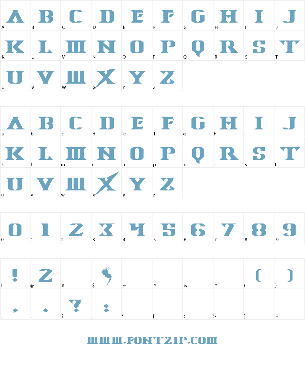 Space Angel Font Character